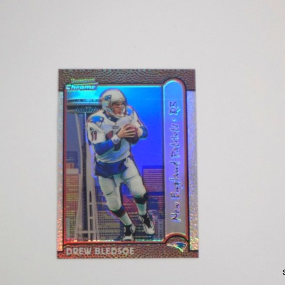1999 Bowman Chrome Drew Bledsoe Interstate Refactors # /100 New England Patriots - Picture 4 of 5